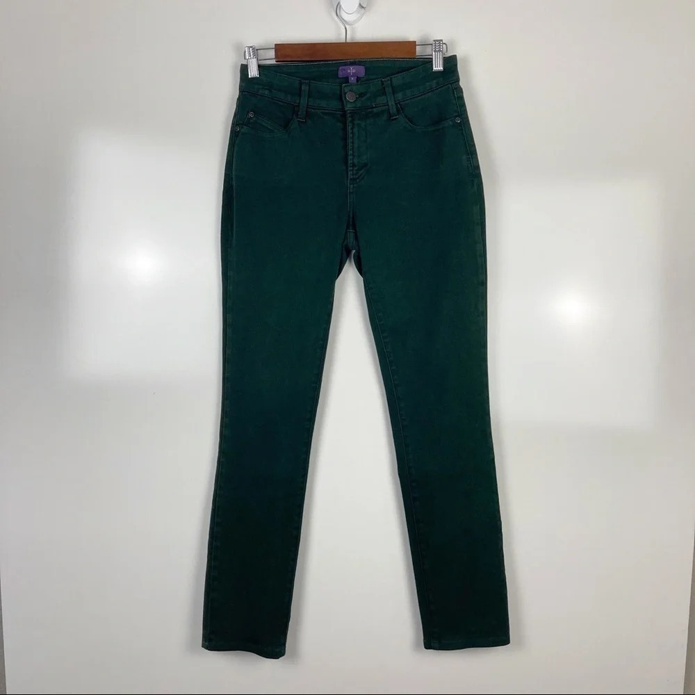 NYDJ Not Your Daughters Jeans Dark Green Mid Rise Skinny Legging Jeans Sz 2